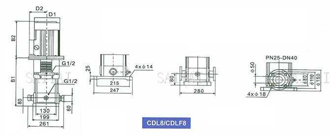 CDL8 / CDLF8系列多级泵安装尺寸